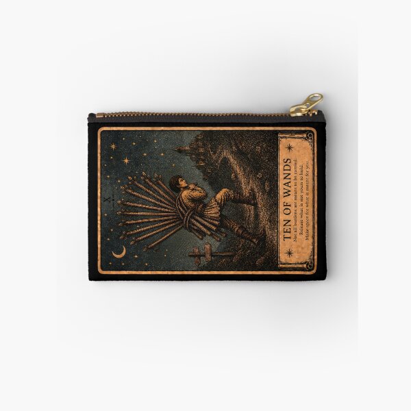 Item preview, Ten of Wands Tarot Card - Mystical Responsibility & Perseverance Illustration designed and sold by ArcanaAbsolute.