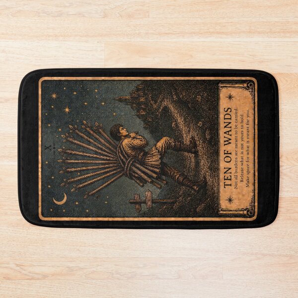 Item preview, Ten of Wands Tarot Card - Mystical Responsibility & Perseverance Illustration designed and sold by ArcanaAbsolute.