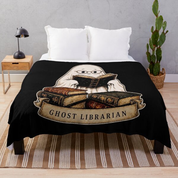 Item preview, Spooktober Ghost Librarian Cozy Reading Vintage Halloween Book Lover Design designed and sold by PrintInkLab.
