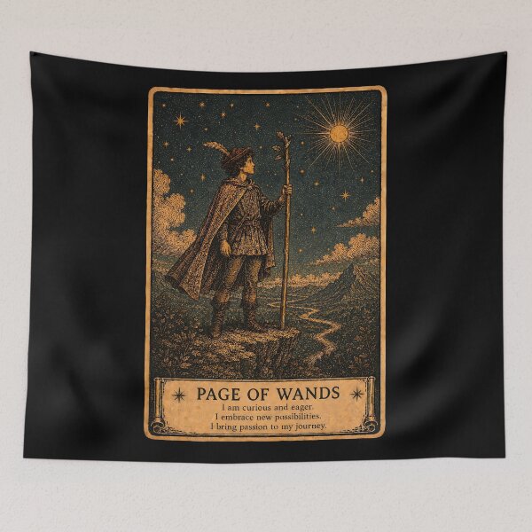 Item preview, Page of Wands Tarot Card - Inspiration, Adventure & New Beginnings designed and sold by ArcanaAbsolute.
