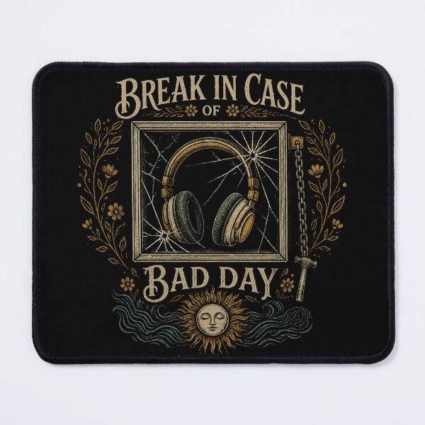 Item preview, Vintage headphones - Break in Case of Bad Day designed and sold by Nacho Average Designs.