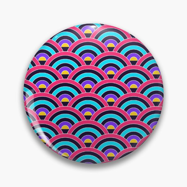 Item preview, Japanese Seigaiha Neon Wave Pattern Synthwave Cyberpunk Ocean Aesthetic designed and sold by KungPowUnicorn.