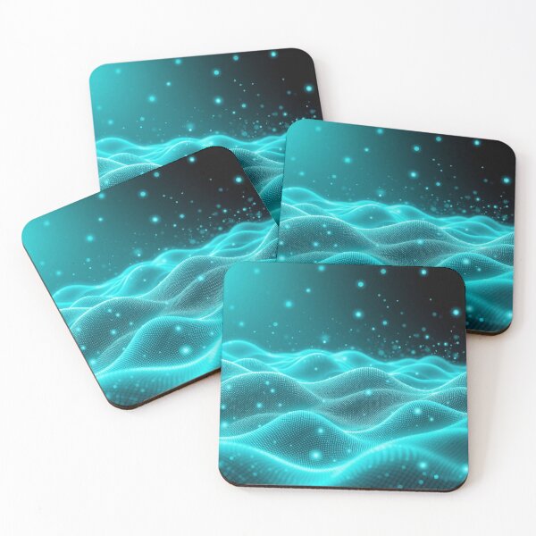 Item preview, Cyan Particle Wave Abstract Technology Background Art designed and sold by IntelliMindDesigns.