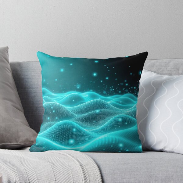Item preview,  Cyan Particle Wave Abstract Technology Background Art designed and sold by IntelliMindDesigns.