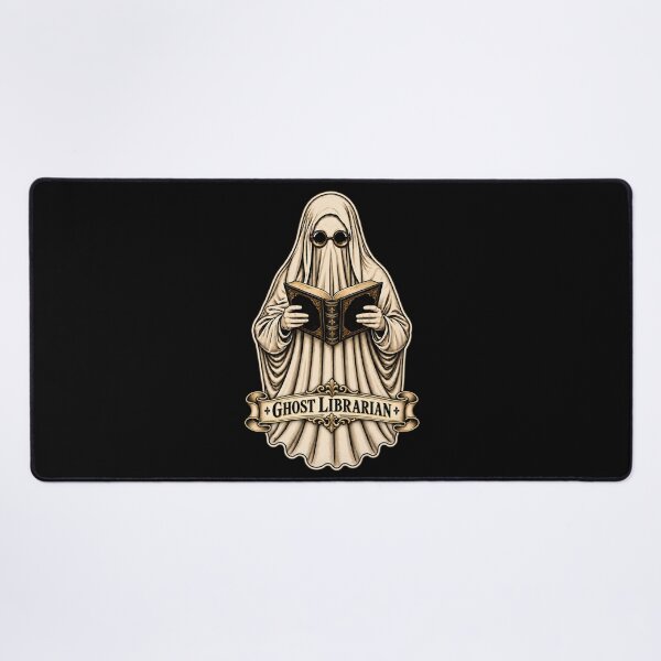 Item preview, Spooktober Ghost Librarian Vintage Halloween Antique Bookplate Book Lover Design designed and sold by PrintInkLab.