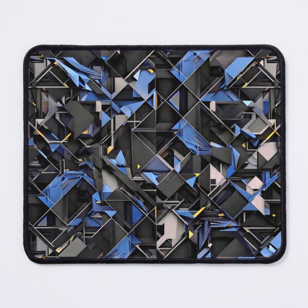 Item preview, Abstract Black and Blue Interlocking Geometric Pattern - Triangles Squares Diamonds Modern Art designed and sold by RashitHibr.