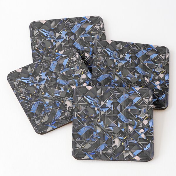 Item preview, Abstract Black and Blue Interlocking Geometric Pattern - Triangles Squares Diamonds Modern Art designed and sold by RashitHibr.