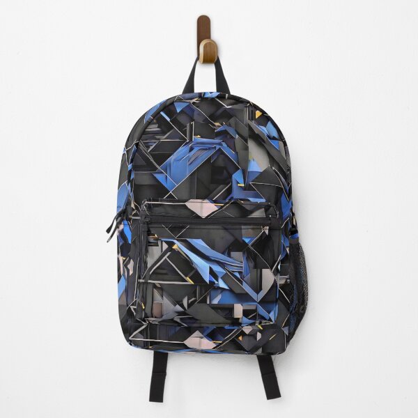 Item preview, Abstract Black and Blue Interlocking Geometric Pattern - Triangles Squares Diamonds Modern Art designed and sold by RashitHibr.