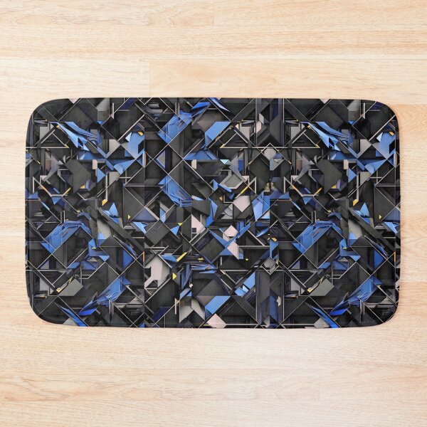 Item preview, Abstract Black and Blue Interlocking Geometric Pattern - Triangles Squares Diamonds Modern Art designed and sold by RashitHibr.