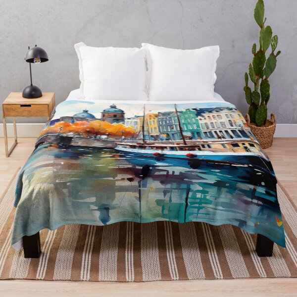 Item preview, European City By Canal With Boat Digital Art designed and sold by DEC02.
