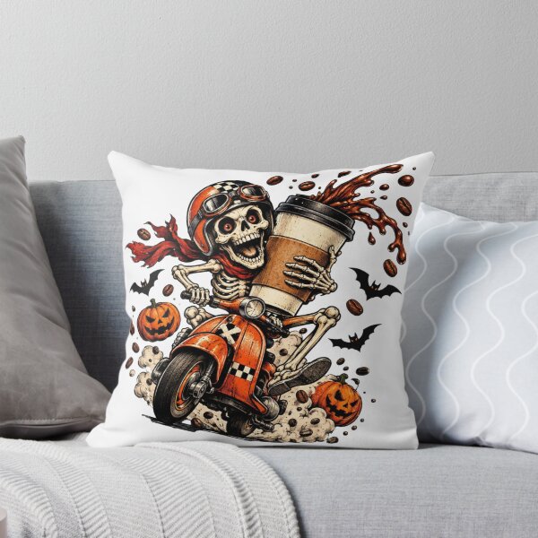 Item preview, Funny Halloween Skeleton Riding Coffee Scooter designed and sold by PIXENTRA.
