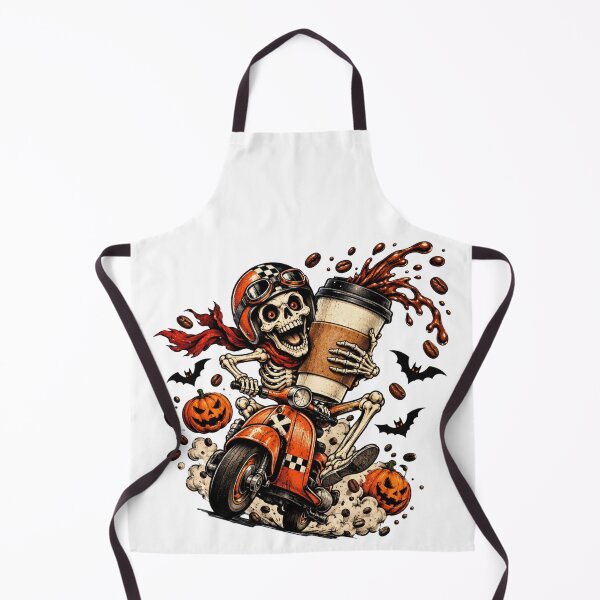 Item preview, Funny Halloween Skeleton Riding Coffee Scooter designed and sold by PIXENTRA.