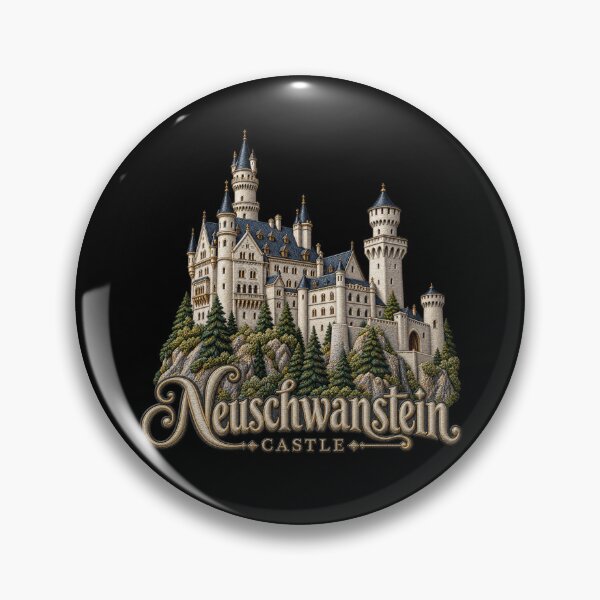Item preview, Neuschwanstein Castle – Embroidery Style Castlecore Art designed and sold by Emoji Emblems.