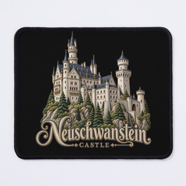 Item preview, Neuschwanstein Castle – Embroidery Style Castlecore Art designed and sold by Emoji Emblems.