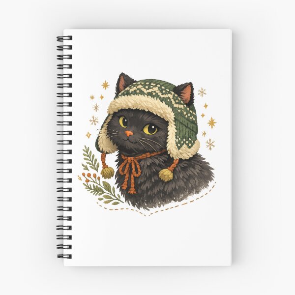 Item preview, Cozy Black Cat Winter Hat Cute Cottagecore Snowflake Cat Art Design designed and sold by inkoutninja.