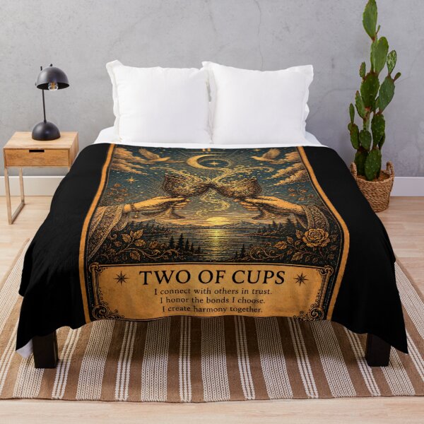 Item preview, Two of Cups Tarot Card - Vintage Partnership & Emotional Connection Art designed and sold by ArcanaAbsolute.