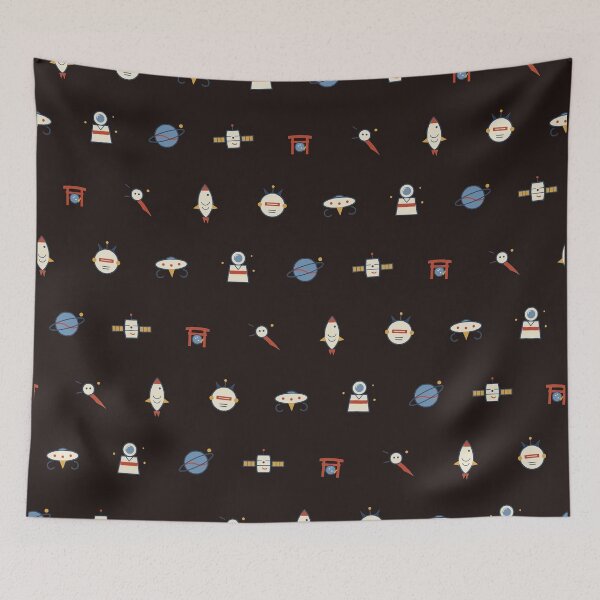 Item preview, Japanese Torii Space Cosmos Retro Mid Century Micro Icon Pattern designed and sold by KungPowUnicorn.