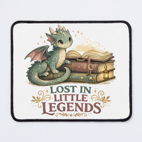 Item preview, Lost in Little Legends Cute Dragon Books Fantasy Reader Art Design designed and sold by inkoutninja.