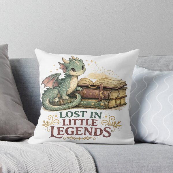 Item preview, Lost in Little Legends Cute Dragon Books Fantasy Reader Art Design designed and sold by inkoutninja.