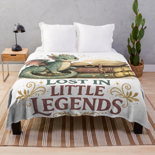 Item preview, Lost in Little Legends Cute Dragon Books Fantasy Reader Art Design designed and sold by inkoutninja.