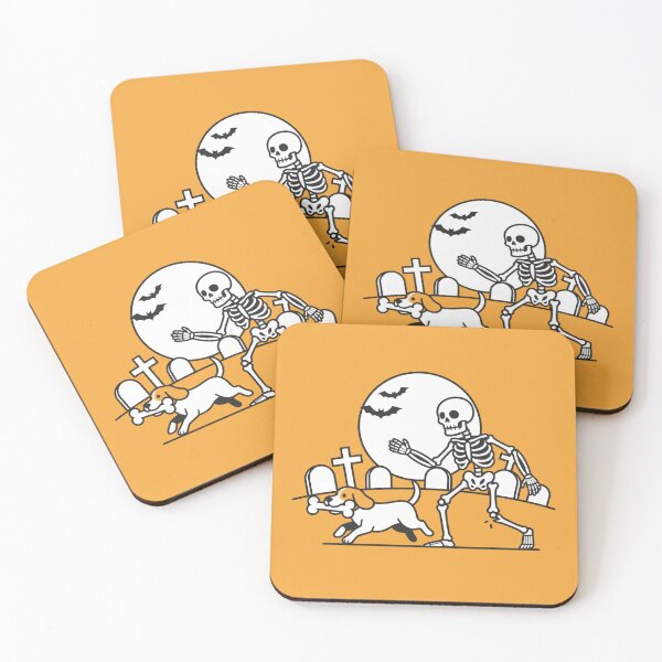 Item preview, Funny Skeleton Chasing Dog Stealing Bone Halloween designed and sold by FestivityFinds.
