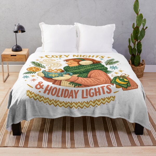 Item preview, Cozy Nights and Holiday Lights Winter Christmas Hot Cocoa Art Design designed and sold by inkoutninja.