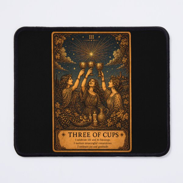 Item preview, Three of Cups Tarot Card - Celebration, Friendship & Joy Art designed and sold by ArcanaAbsolute.