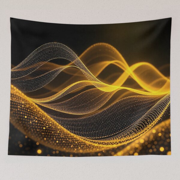 Item preview, Golden Luxury Wave Abstract Premium Digital Art designed and sold by IntelliMindDesigns.