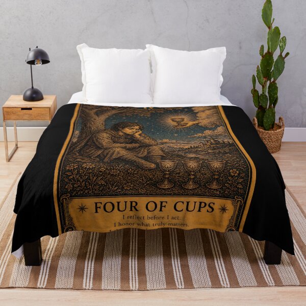 Item preview, Four of Cups Tarot Card - Mystical Contemplation & Apathy Art designed and sold by ArcanaAbsolute.