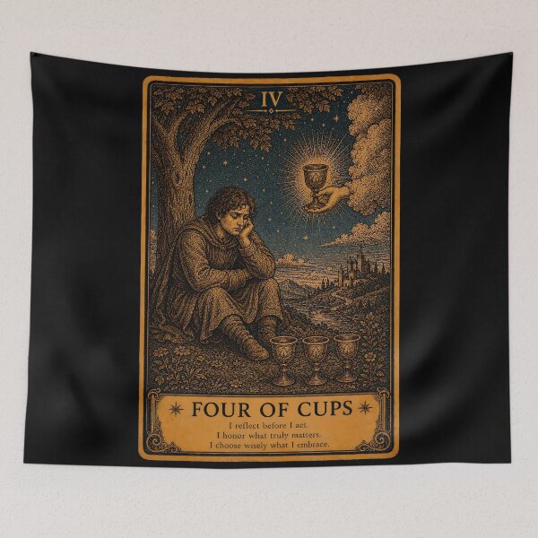 Item preview, Four of Cups Tarot Card - Mystical Contemplation & Apathy Art designed and sold by ArcanaAbsolute.