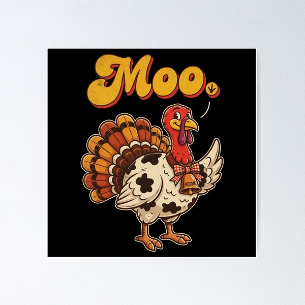 Item preview, Vintage Retro Turkey Disguised As Cow Moo Thanksgiving designed and sold by CF_VintageDesign.