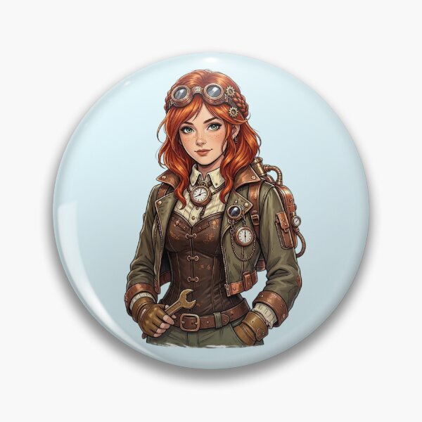 Item preview, Steampunk Girl – Redhead Mechanic with Goggles designed and sold by SweetLilith.