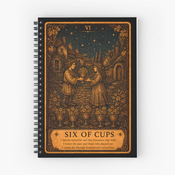 Item preview, Six of Cups Tarot Card - Nostalgic Memories & Innocence Illustration designed and sold by ArcanaAbsolute.