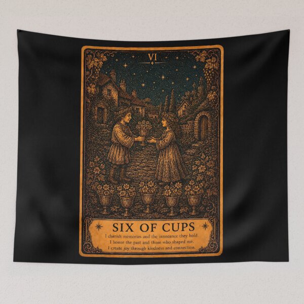 Item preview, Six of Cups Tarot Card - Nostalgic Memories & Innocence Illustration designed and sold by ArcanaAbsolute.