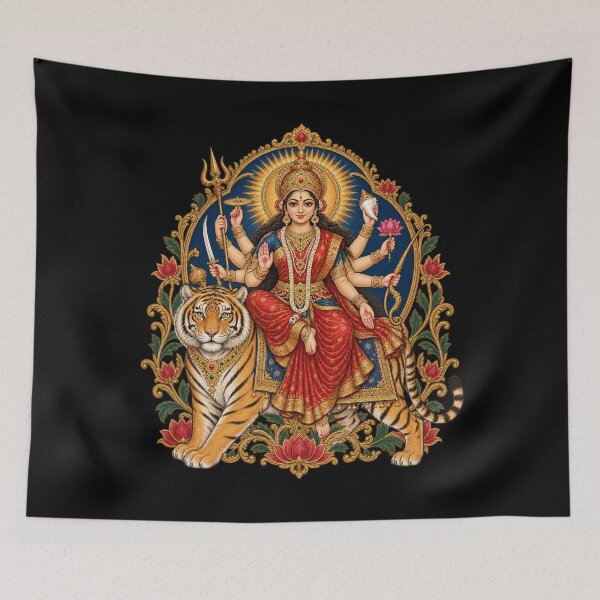 Item preview, Durga on a tiger under a temple arch designed and sold by lAnJefurtifeu.