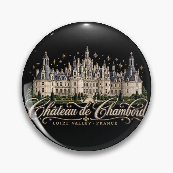 Item preview, Château de Chambord Embroidery Style Art – French Castle with Golden Stars designed and sold by Emoji Emblems.
