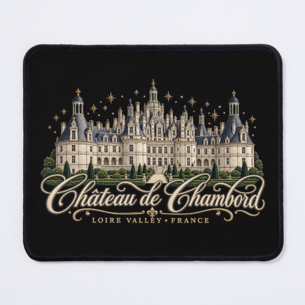Item preview, Château de Chambord Embroidery Style Art – French Castle with Golden Stars designed and sold by Emoji Emblems.
