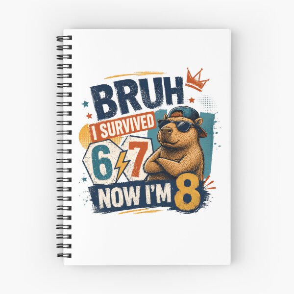 Item preview, Bruh I Survived 6 & 7 Now I'm 8 Capybara Eighth Birthday Kid designed and sold by RetroMini2026.