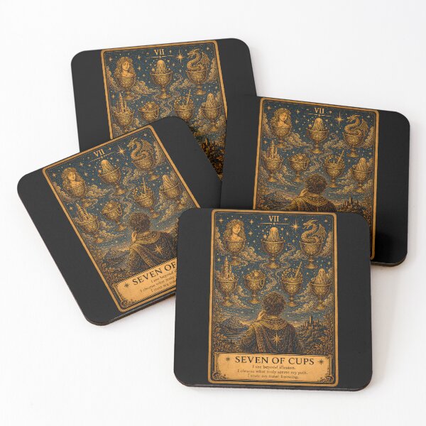 Item preview, Seven of Cups Tarot Card - Mystical Choices, Dreams & Illusion Art designed and sold by ArcanaAbsolute.