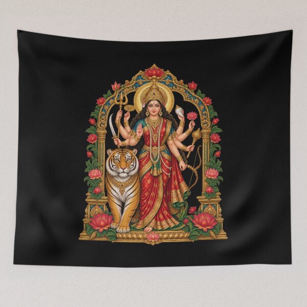 Item preview, Durga, protector in a floral temple designed and sold by lAnJefurtifeu.