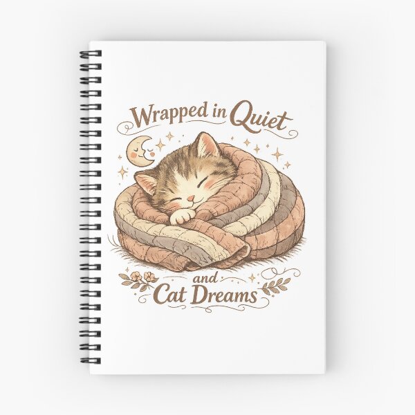 Item preview, Wrapped in Quiet and Cat Dreams Cozy Sleeping Cat Cottagecore Art Design designed and sold by inkoutninja.