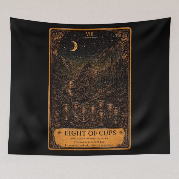 Item preview, Eight of Cups Tarot Card - Change & Finding Your Path designed and sold by ArcanaAbsolute.