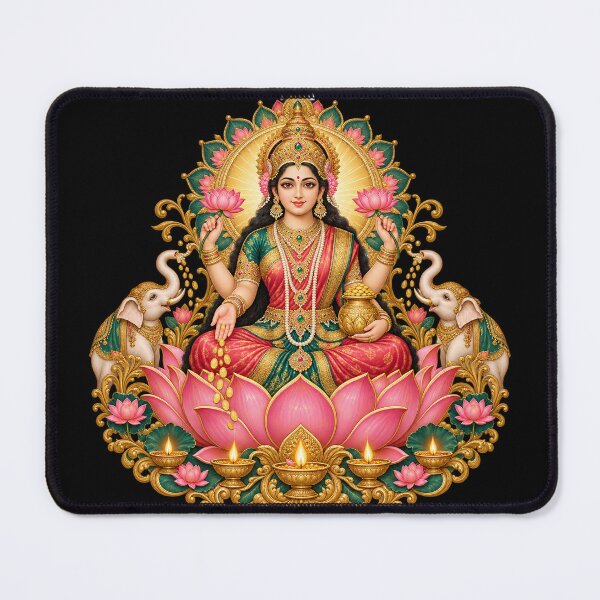 Item preview, Lakshmi on lotus and diyas designed and sold by lAnJefurtifeu.