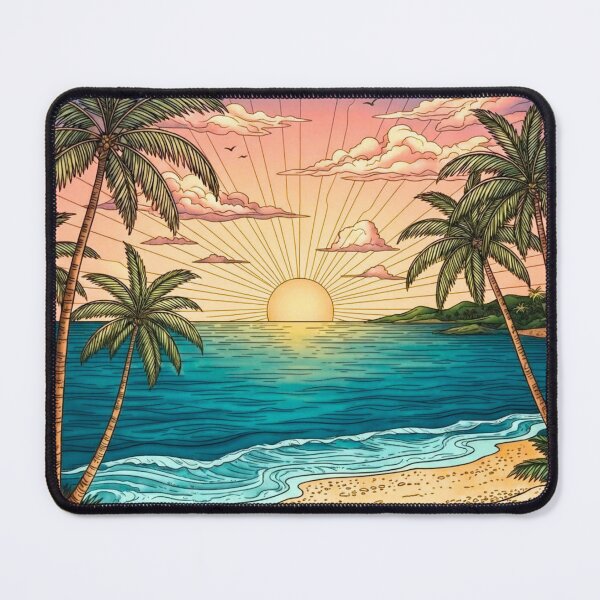 Item preview, Serene Tropical Beach Sunset - Coastal Landscape Art designed and sold by ScenicRoute66.