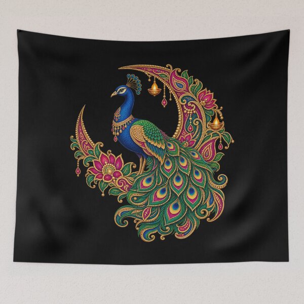 Item preview, Festive Indian peacock with paisley patterns designed and sold by lAnJefurtifeu.