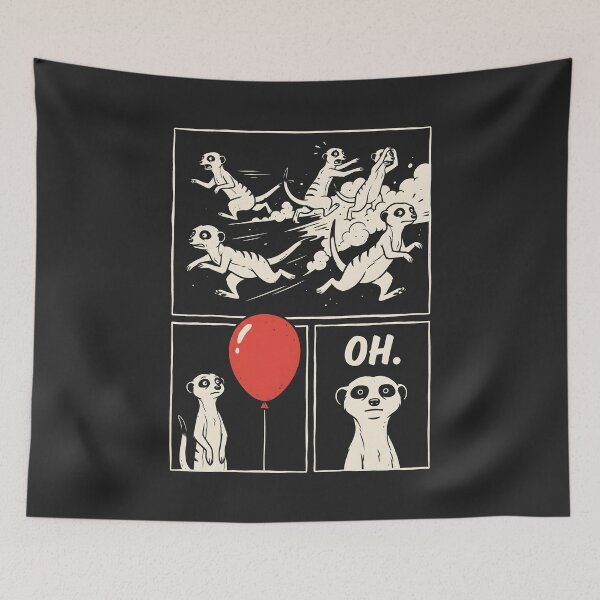 Item preview, Meerkat Panic Humor Red Balloon Comic Graphic designed and sold by SplashTastic.