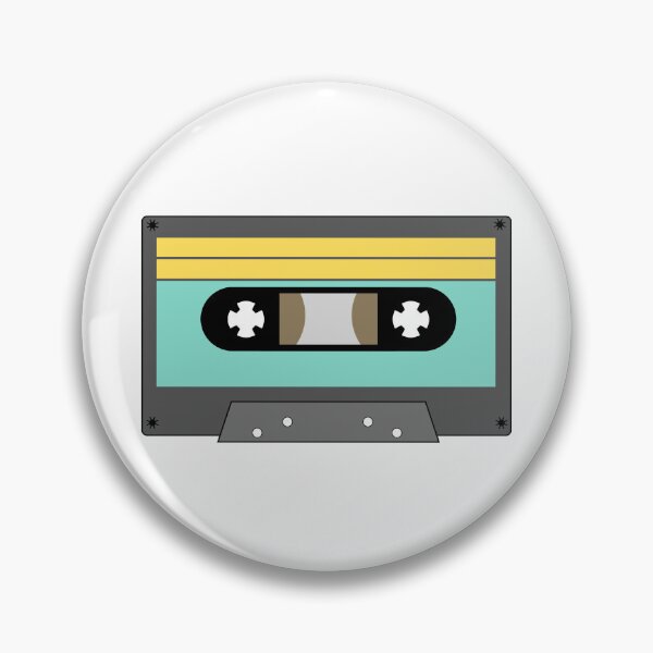 Item preview, The image shows a retro audio cassette tape illustration with a dark gray body, a light blue label area, and a yellow top stripe. designed and sold by Rahman Hafiz.