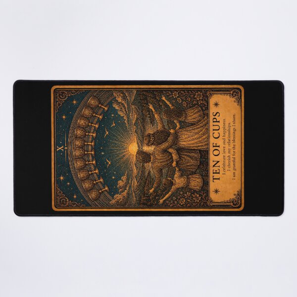 Item preview, Ten of Cups Tarot Card - Family & Emotional Fulfillment Illustration designed and sold by ArcanaAbsolute.