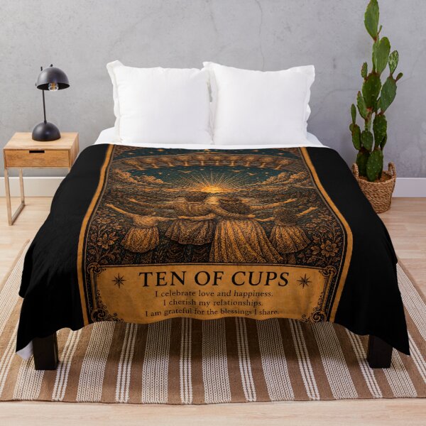 Item preview, Ten of Cups Tarot Card - Family & Emotional Fulfillment Illustration designed and sold by ArcanaAbsolute.