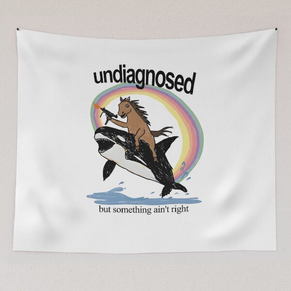 Item preview, Surreal Horse Riding Orca Rainbow Absurdist Weird Humor Graphic designed and sold by ChristiPeta.